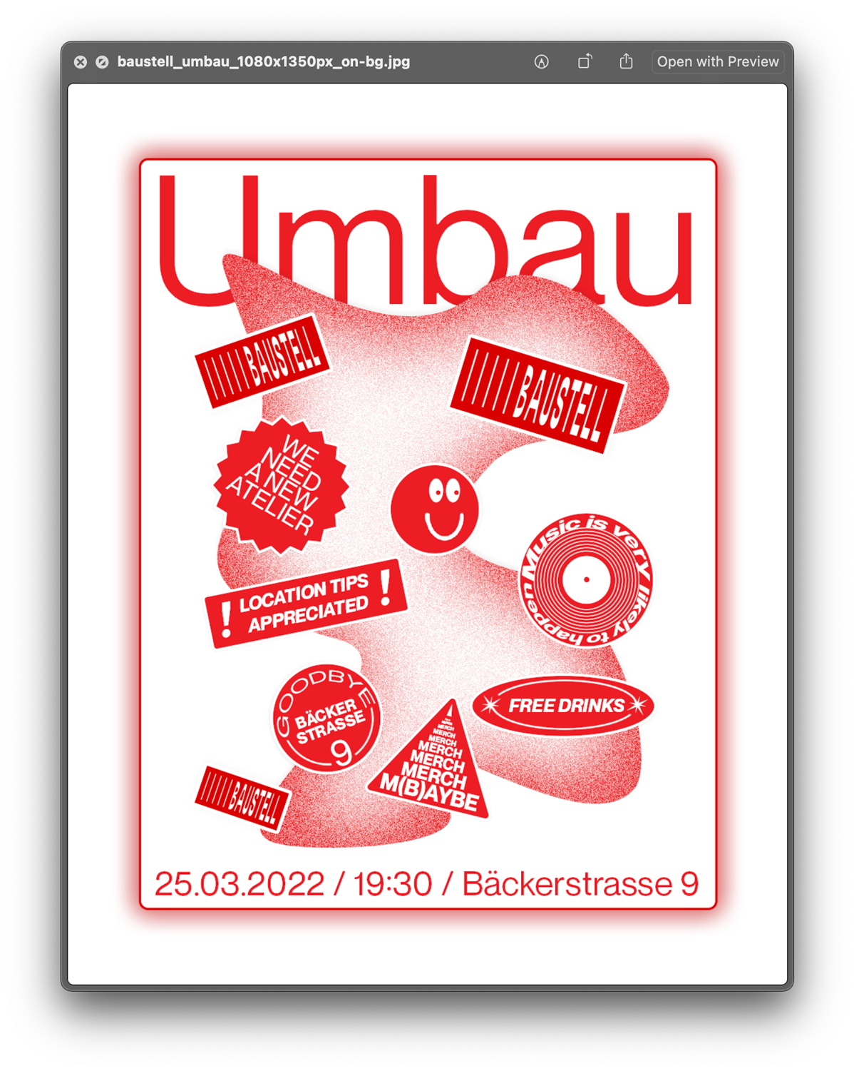 Baustell Umbau Party Poster