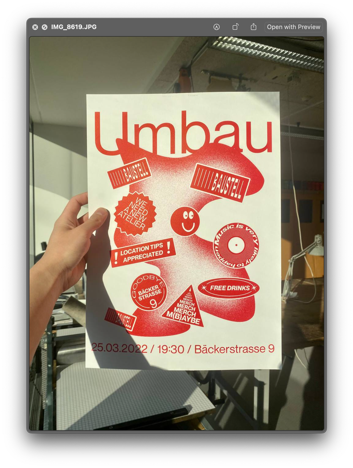 Poster Riso Print Baustell Umbau Party