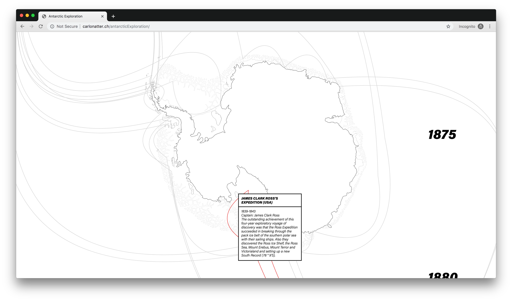 Display of individual paths taken on Antarctica