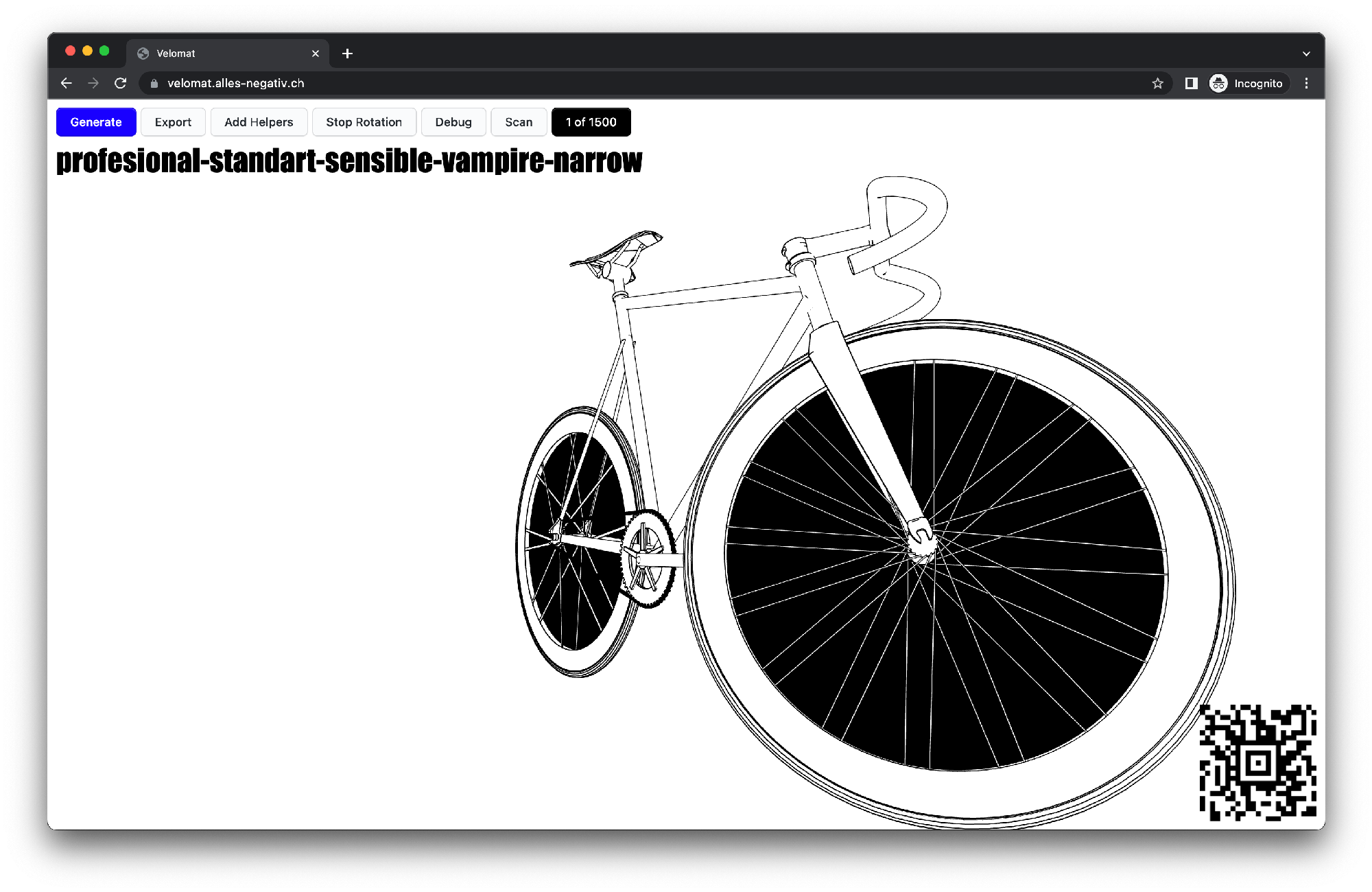 Generated line shaded bicycle in the velomat